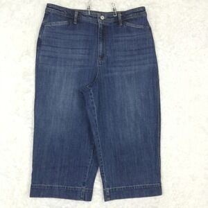 Talbots Womens Jeans Wide Leg Crop Blue Denim‎ Curvy Medium Wash Petite 16P
